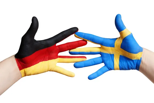 Swedish and german hands — Stock Photo, Image