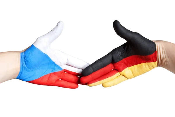 Handshake between germany and czech republic — Stock Photo, Image