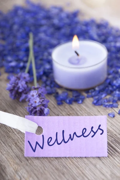 Wellness na fialové label — Stock fotografie