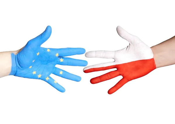 欧洲与波兰之间的握手 — 图库照片