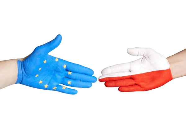 Europese en Poolse handdruk — Stockfoto