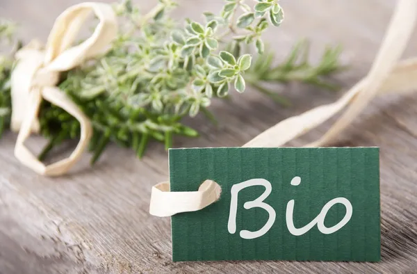 Grünes Label mit Bio — Stockfoto