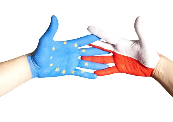 Handslag mellan Europa och Polen — Stockfoto