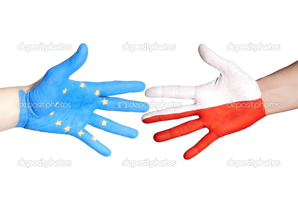 handshake between europe and poland