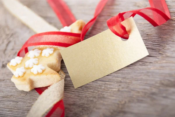 Golden label with copy space as christmas background — Stock Photo, Image