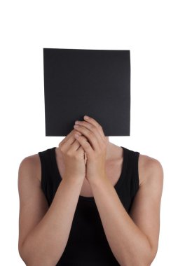 Person Hiding Behind a Black Square clipart