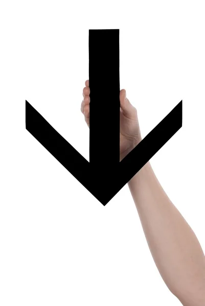 Hands Holding a Black Arrow — Stock Photo, Image