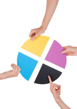 Hands Holding Colorful Pieces clipart