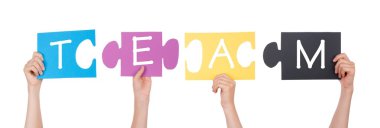 ekibi ile bir bulmacanın parçaları tutan eller