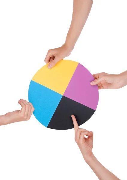 Hands Holding a Chromatic Circle — Stock Photo, Image