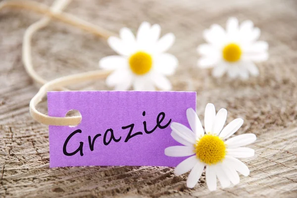 Étiquette violette avec grazie — Photo