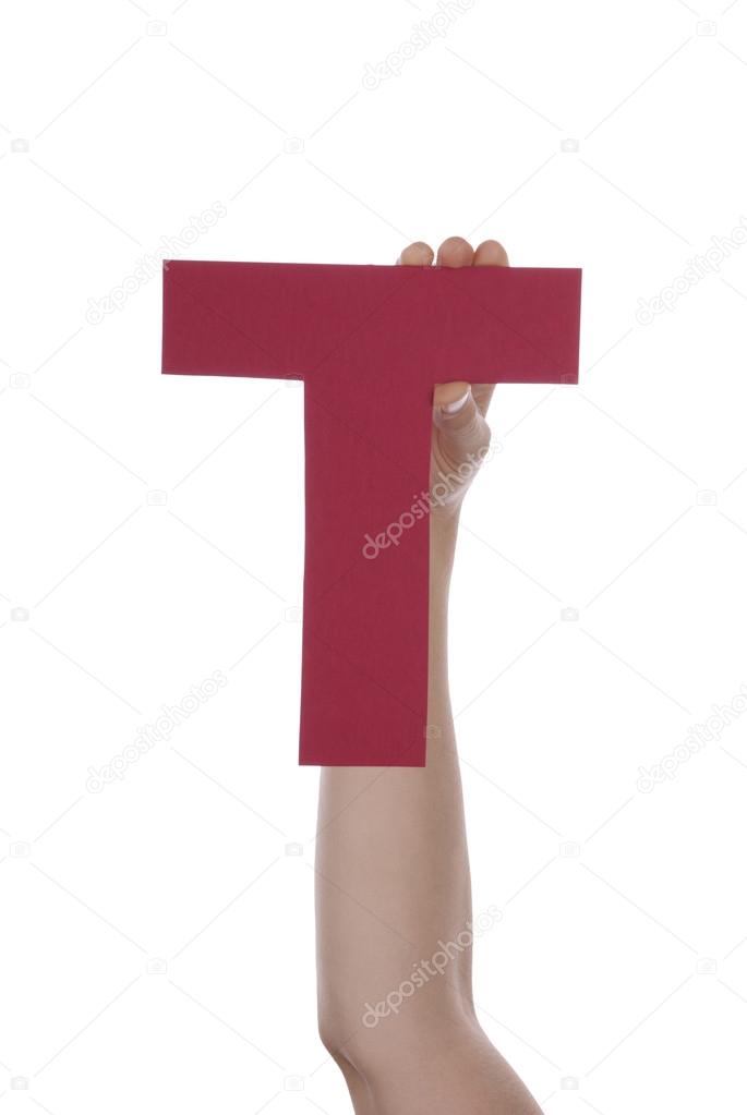 Hand Holds Letter T