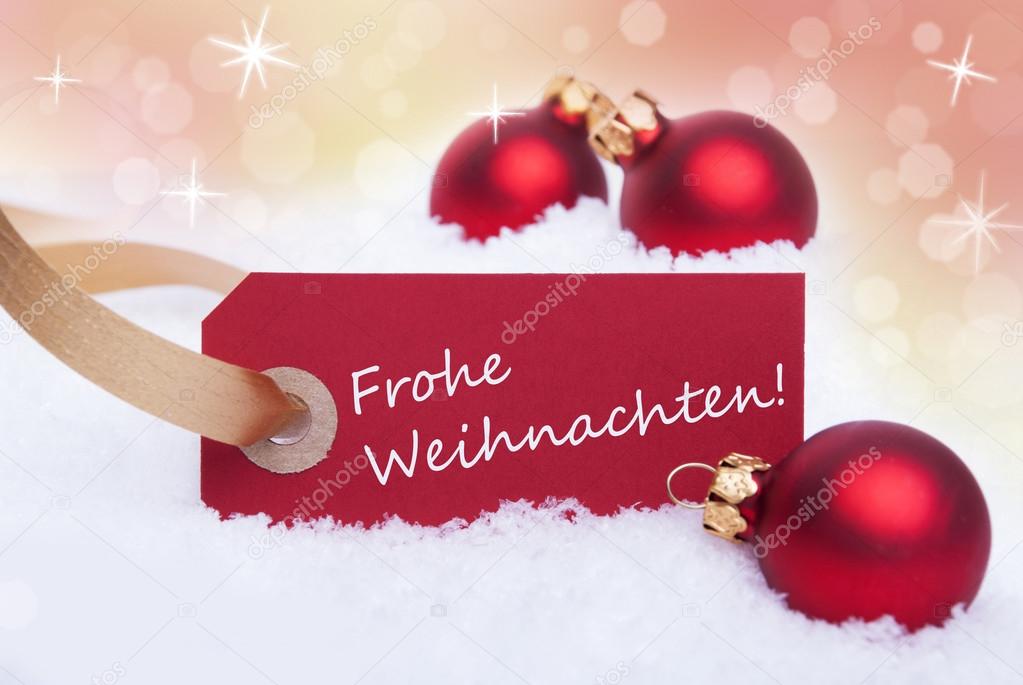 Label with Frohe Weihnachten