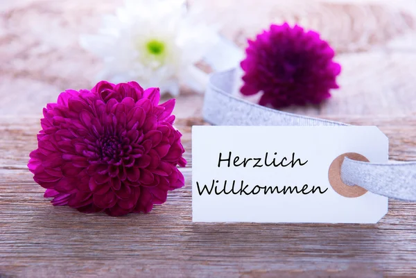 Label con Herzlich Willkommen — Foto Stock