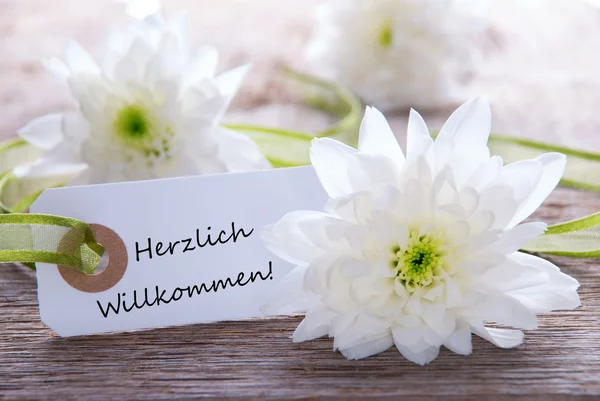 Étiquette avec Herzlich Willkommen — Photo