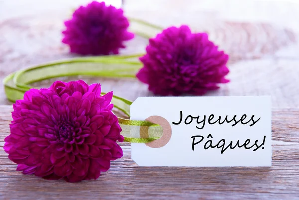 Etykieta z joyeuses paques — Zdjęcie stockowe