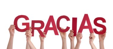 Kırmızı gracias tutan eller