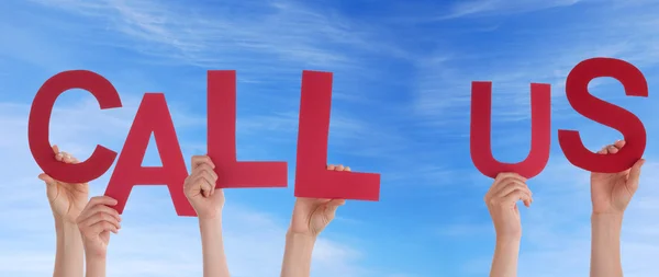 Hands Holding Call Us in the Sky — Stock Photo, Image