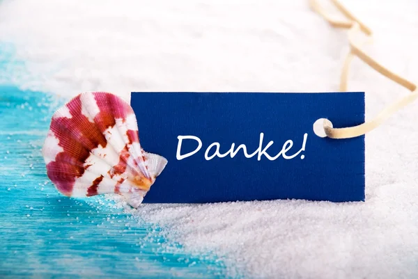 Sea Tag with Danke — Stock Photo, Image