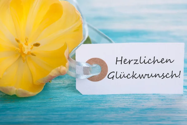 Étiquette avec herzlichen glueckwunsch — Stockfoto