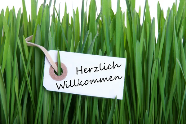 Етикетки з Herzlich Willkommen — стокове фото