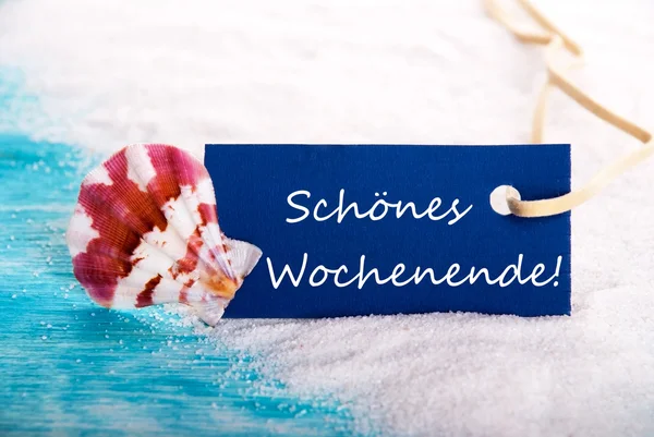 Label with Schoenes Wochenende — Stock Photo, Image