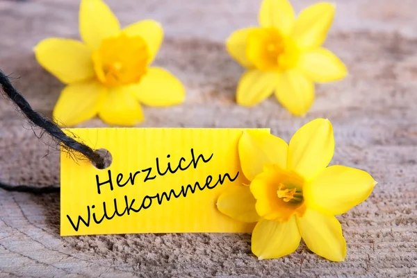 Herzlich Willkommen on a Tag — Stock Photo, Image