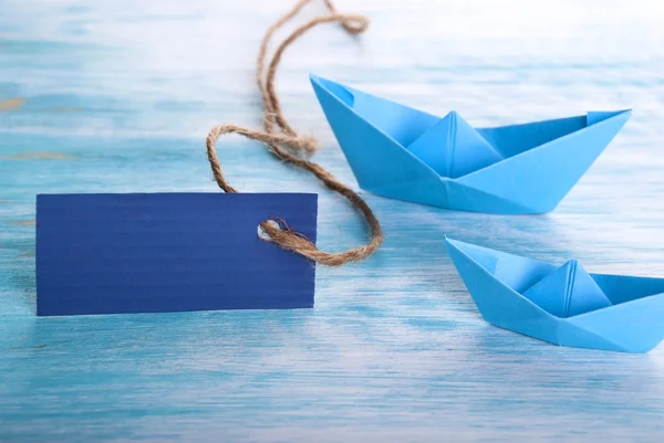 Üres címke csónakokkal — Stock Fotó