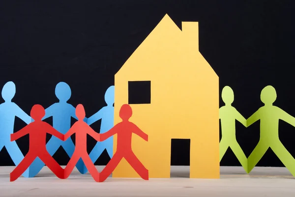 Colorful People and a House — Stock Photo, Image