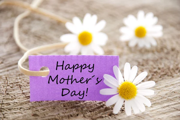 幸せな母の日と紫色のラベル — ストック写真
