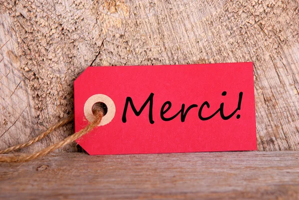 Red Tag with Merci — Stock Photo, Image