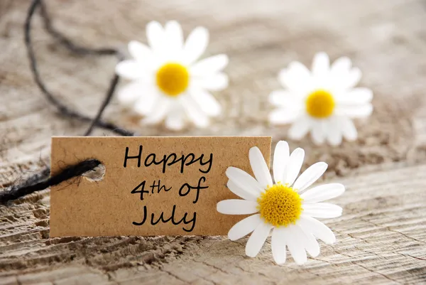 Natural Label with Happy 4th of July — Stock Photo, Image