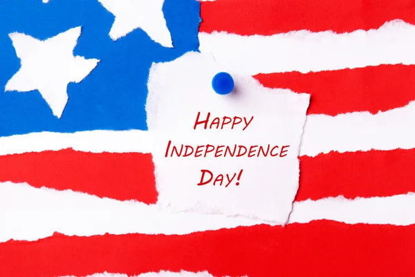 Bandiera americana con Red Happy Independence Day — Foto Stock