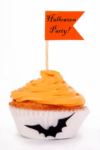 Cupcake with Holloween Party Flag — Stock Photo, Image