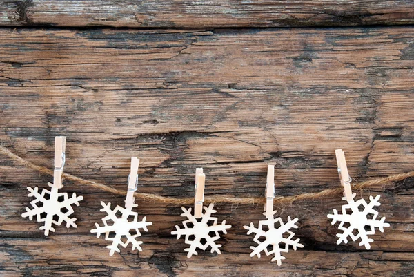 Fiocchi di neve in legno on line — Foto Stock