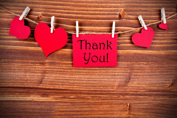 Thank You on a Tag with Hearts — Stock fotografie