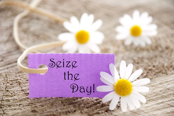 Label with Seize the Day Stock Picture
