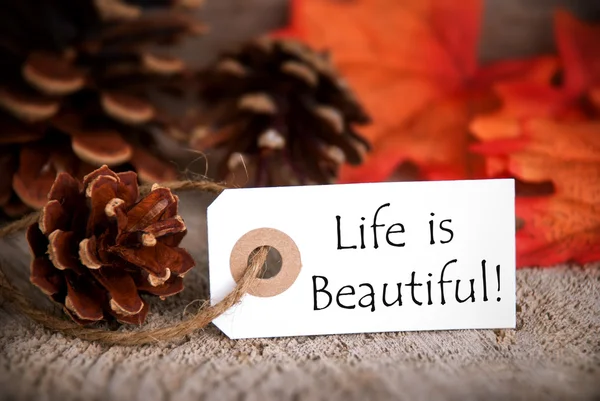 Fall Tag with Life is Beautiful — Stock Photo, Image