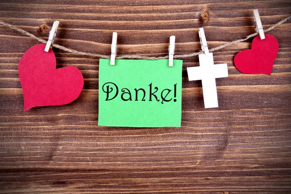 Tag verde com Danke — Fotografia de Stock