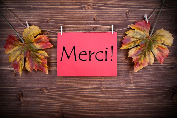 Merci on a Red Label — Stock Photo, Image