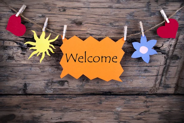 Orange Tag with Welcome — Stock Photo, Image