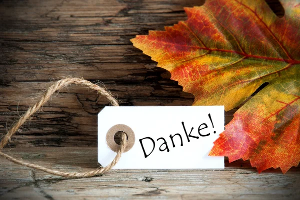 Autumn Label with Danke — Stock Photo, Image