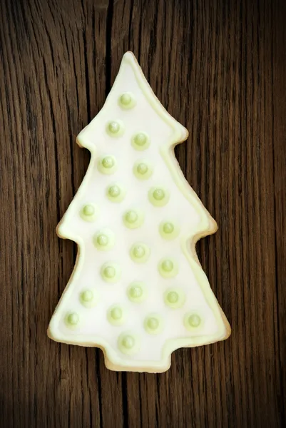 Boże Narodzenie drzewo cookie na drewno iii — Zdjęcie stockowe