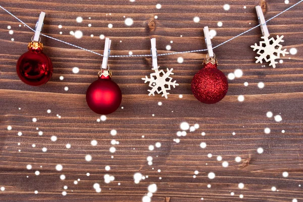 Flocos de neve e bolas de Natal na linha II — Fotografia de Stock