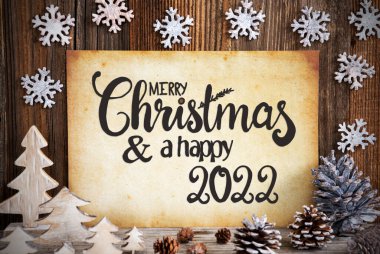 Noel süslü eski kağıt, Mutlu Noeller ve mutlu 2022