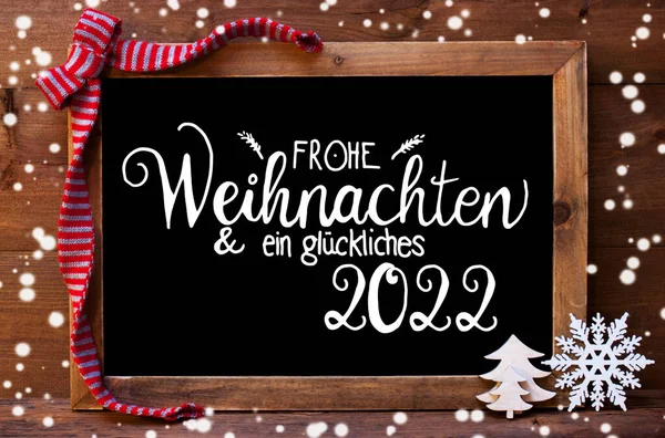 Chalkboard, Decoração de Natal, Flocos de neve, Glueckliches 2022 significa feliz 2022 — Fotografia de Stock