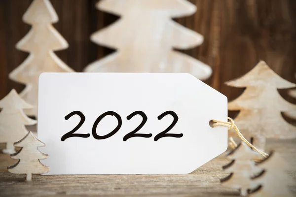 Árbol de Navidad blanco, una etiqueta con texto 2022 — Foto de Stock