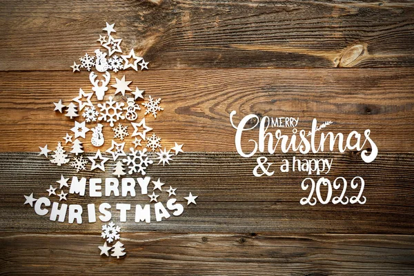 Albero di Natale, Decorazione bianca, Ornamento, Buon Natale e un felice 2022 — Foto Stock