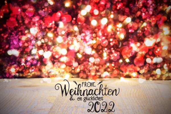 크리스마스 배경, 레드 스파클 링 라이트 , Glueckliches 2022 Means Happy 2022 — 스톡 사진