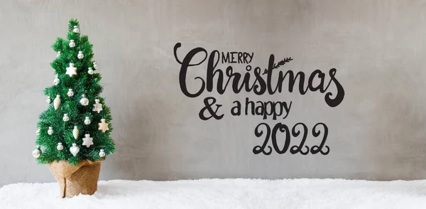 Albero di Natale, Palla d'argento, Buon Natale e Felice 2022, Neve — Foto Stock